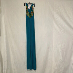 teal embroidered sleeveless Romeo & Juliet Couture maxi dress size medium